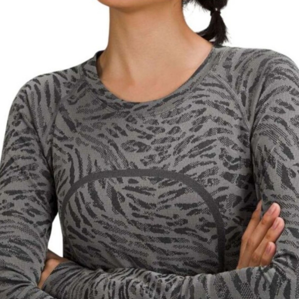 Lululemon Swiftly Tech 2.0 Long Sleeve Race Length Primal Clash Black Gray 16 - Picture 3 of 15